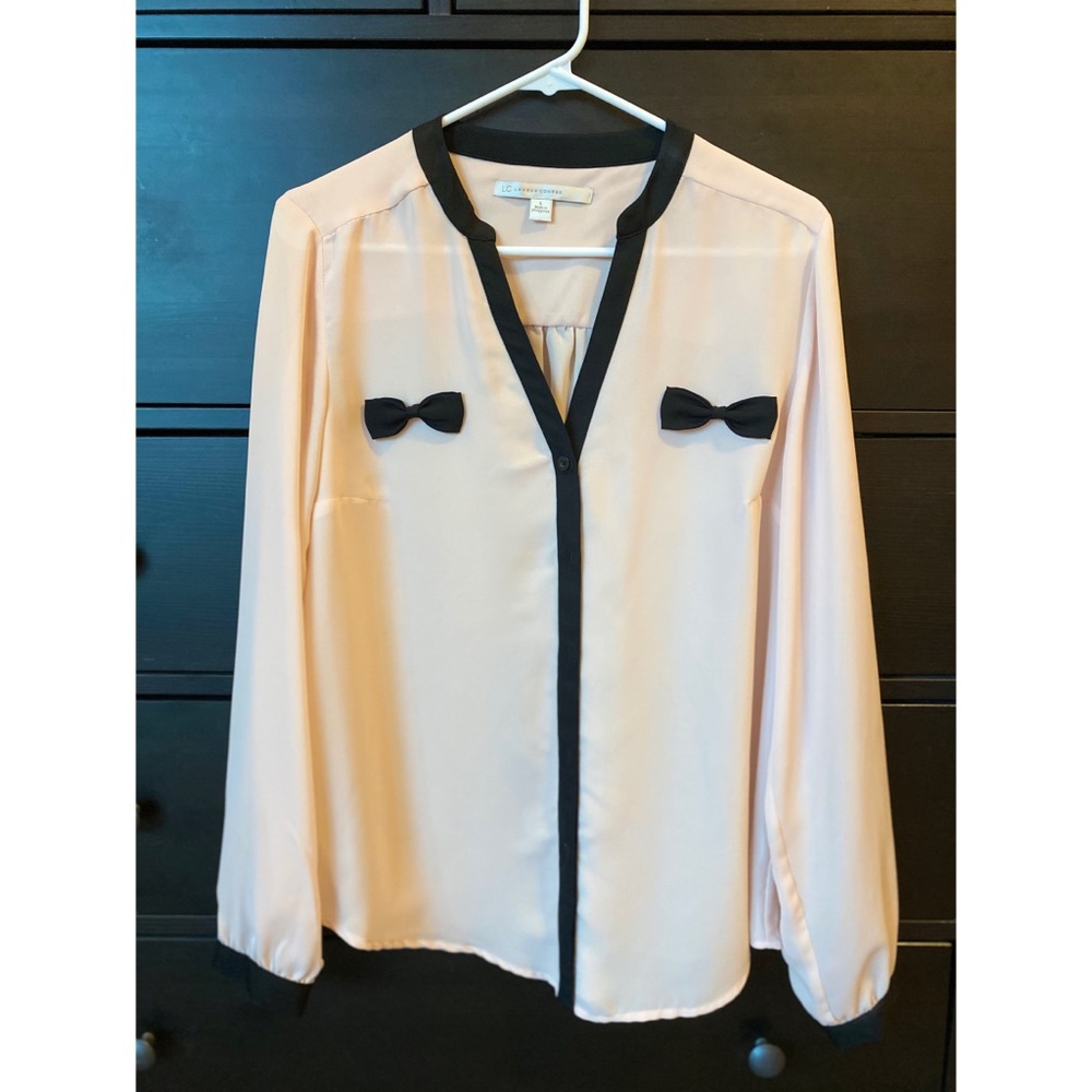 LC Lauren Conrad Blush Bowtie Blouse
